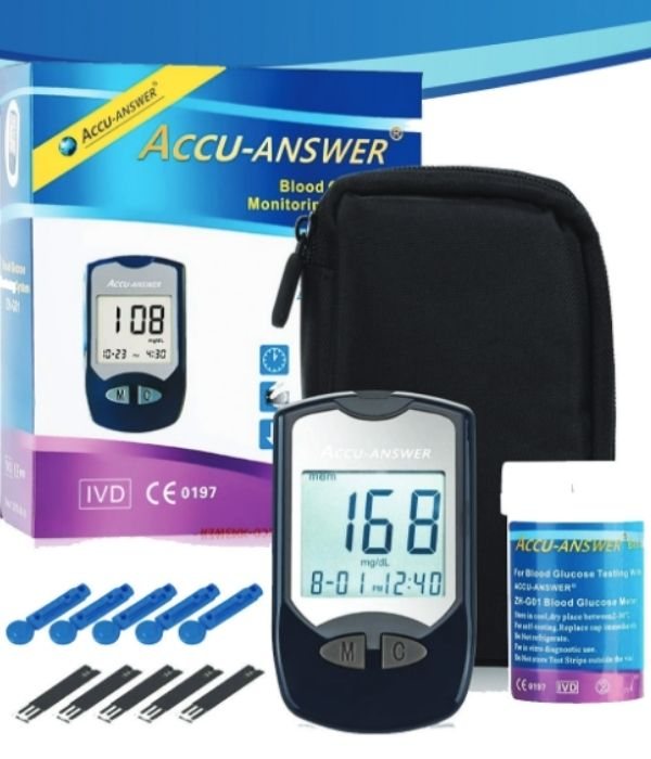 Accu-Answer Glucometer: Blood glucose monitoring system with strips