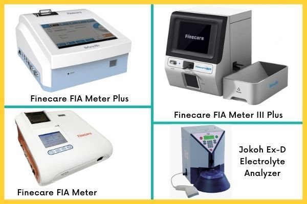 Finecare FIA Meters & Electrolyte Analyser: Finecare FIA Meter Plus, Finecare FIA Meter III Plus, Finecare FIA Meter, Jokoh Ex-D electrolyte analyser